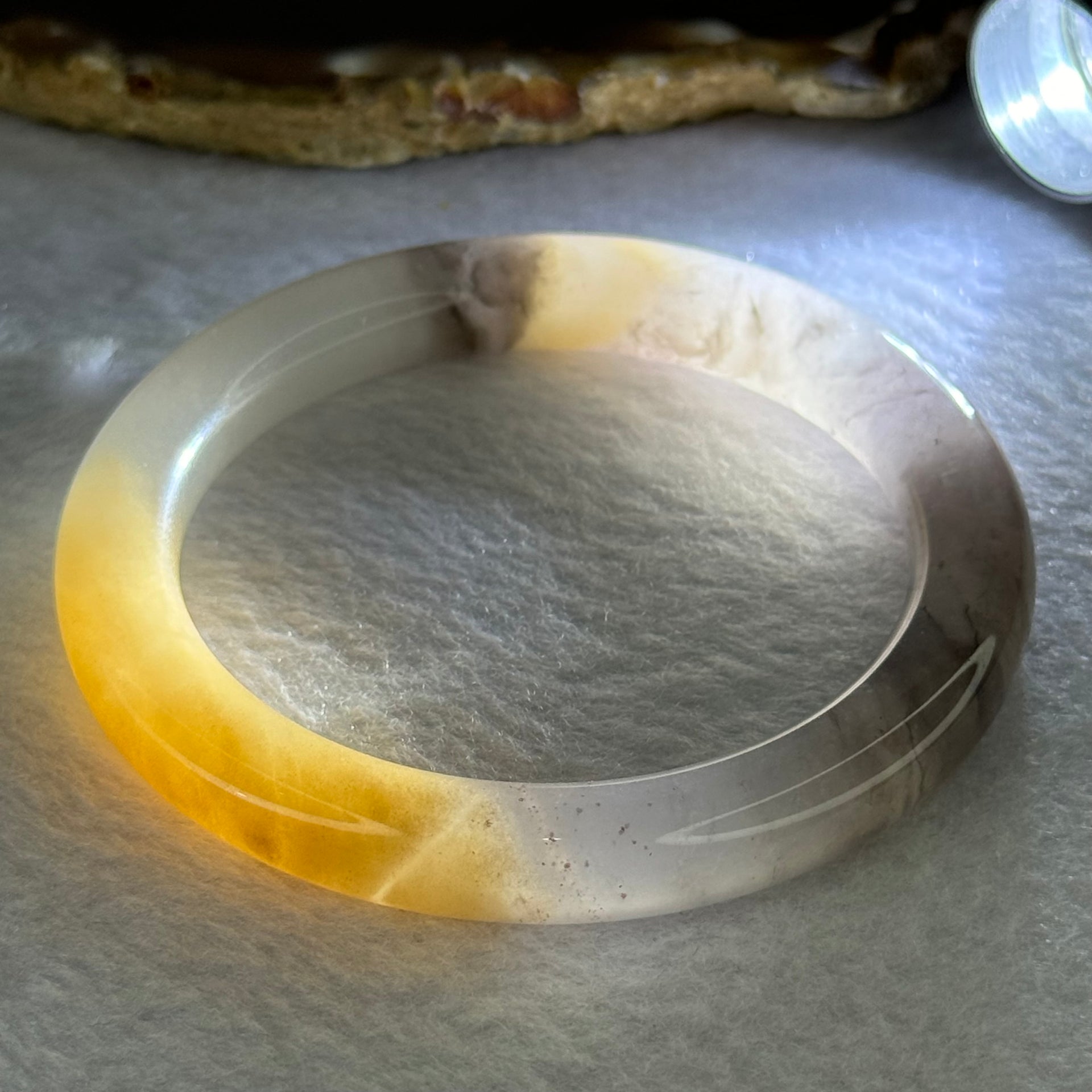 Transparent Purple White Yellow Quartzite Jade Bangle 天山玉手镯 56.3mm 39.75g 9.6 by 9.6mm - Huangs Jadeite and Jewelry Pte Ltd