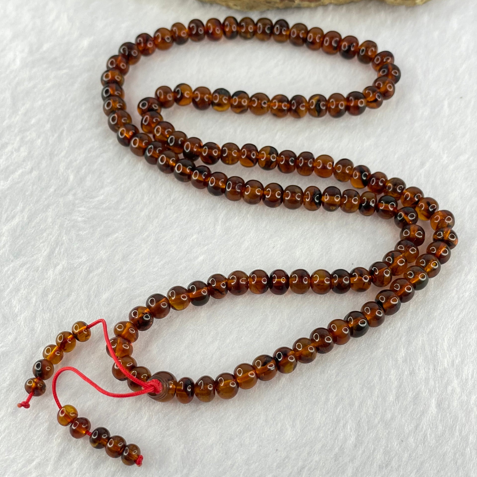 Natural Blood Red Amber Beads Necklace 天然血珀项链 13.66g 52cm 6.2mm 108 Beads - Huangs Jadeite and Jewelry Pte Ltd