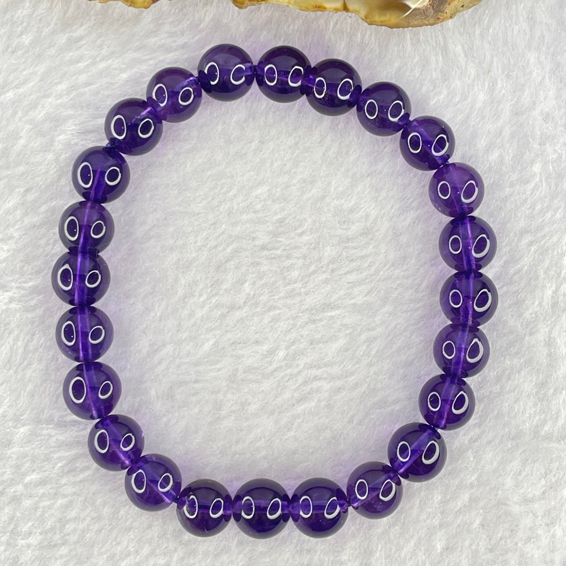 Very Good Grade Natural Amethyst Bracelet 18.19g 16cm 8.4mm 24 Beads - Huangs Jadeite and Jewelry Pte Ltd