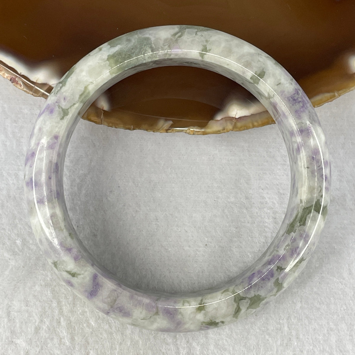 Natural Green & Purple Tree Agate Bangle | (61.98g | 55.5mm Inner Diameter | 14.7x8.5mm | Heart, Crown & Root Chakra Synergy, Deep Earth Grounding, Spiritual Growth & Prosperity Shield)