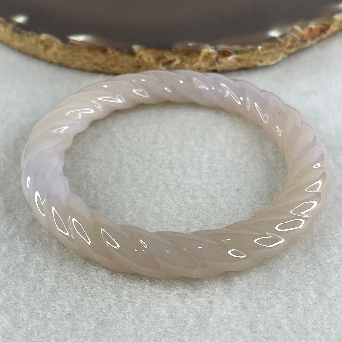 Natural Purple Flower Agate Bangle Set 77.78g Inner Diameter 55.7mm 9.6 by 10.5mm (Perfect) - Huangs Jadeite and Jewelry Pte Ltd