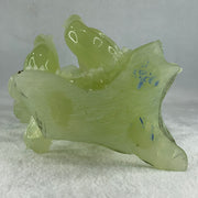 Natural Green Serpentine 3 Magpies Birds on Tree with Wooden Stand Display 807.0g 175.0 by 120.0 by 200.0mm - Huangs Jadeite and Jewelry Pte Ltd