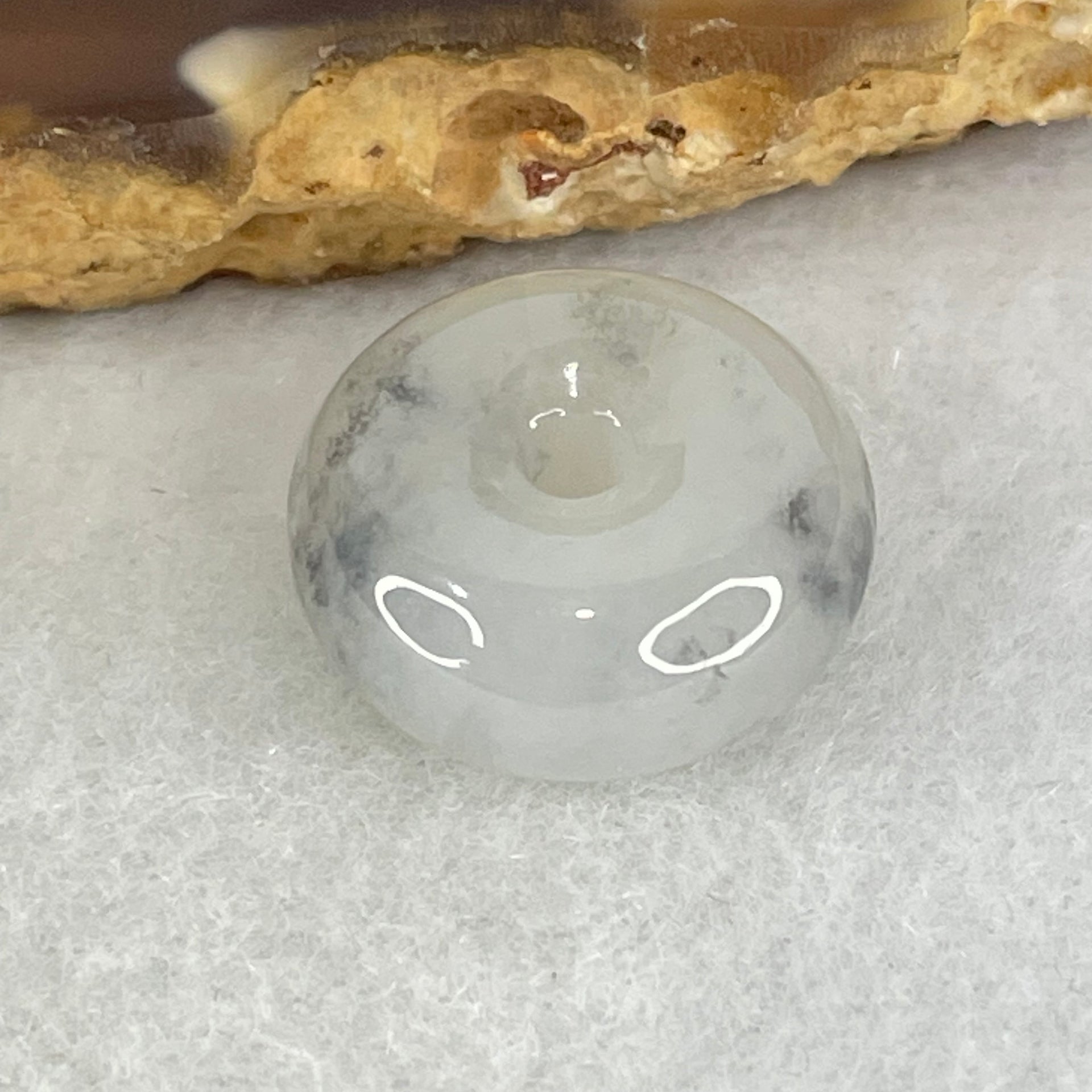 Type A Wuji Grey Jadeite Ping An Kou Donut Charm Pendant 3.32g 15.2 by 6.8mm - Huangs Jadeite and Jewelry Pte Ltd