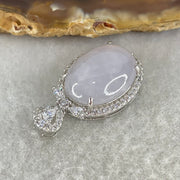 Type A Deep Lavender Cabochon Jadeite in S925 Sliver with Crystal Charm 4.30g 15.6 by 11.7 by 5.0mm - Huangs Jadeite and Jewelry Pte Ltd