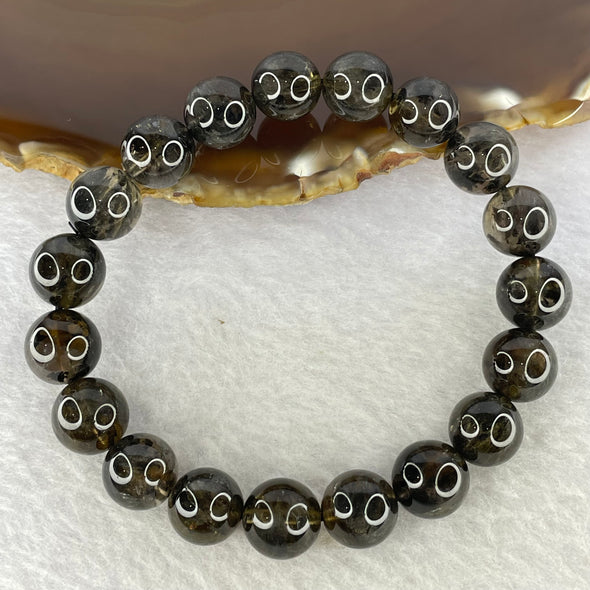 Natural Black Auralite Crystal Bracelet 黑极光手链 32.59g 11.0mm 19 Beads - Huangs Jadeite and Jewelry Pte Ltd