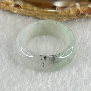 Type A Faint Lavender Green Close to White with Wuji Black Grey Patches Jadeite Ring 5.56g 8.5 by 3.6mm US9.2 HK20.5 - Huangs Jadeite and Jewelry Pte Ltd