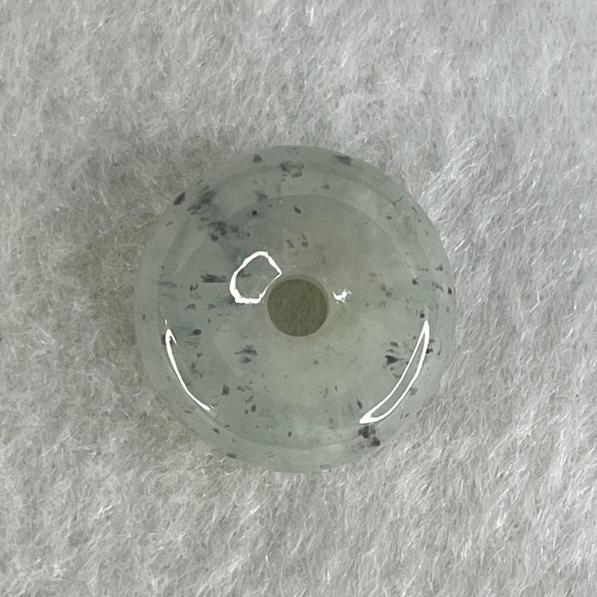 Type A Semi Icy Wuji Grey Spots Jadeite Ping An Kou Charm/Pendant 3.28g 15.0 by 6.8mm - Huangs Jadeite and Jewelry Pte Ltd