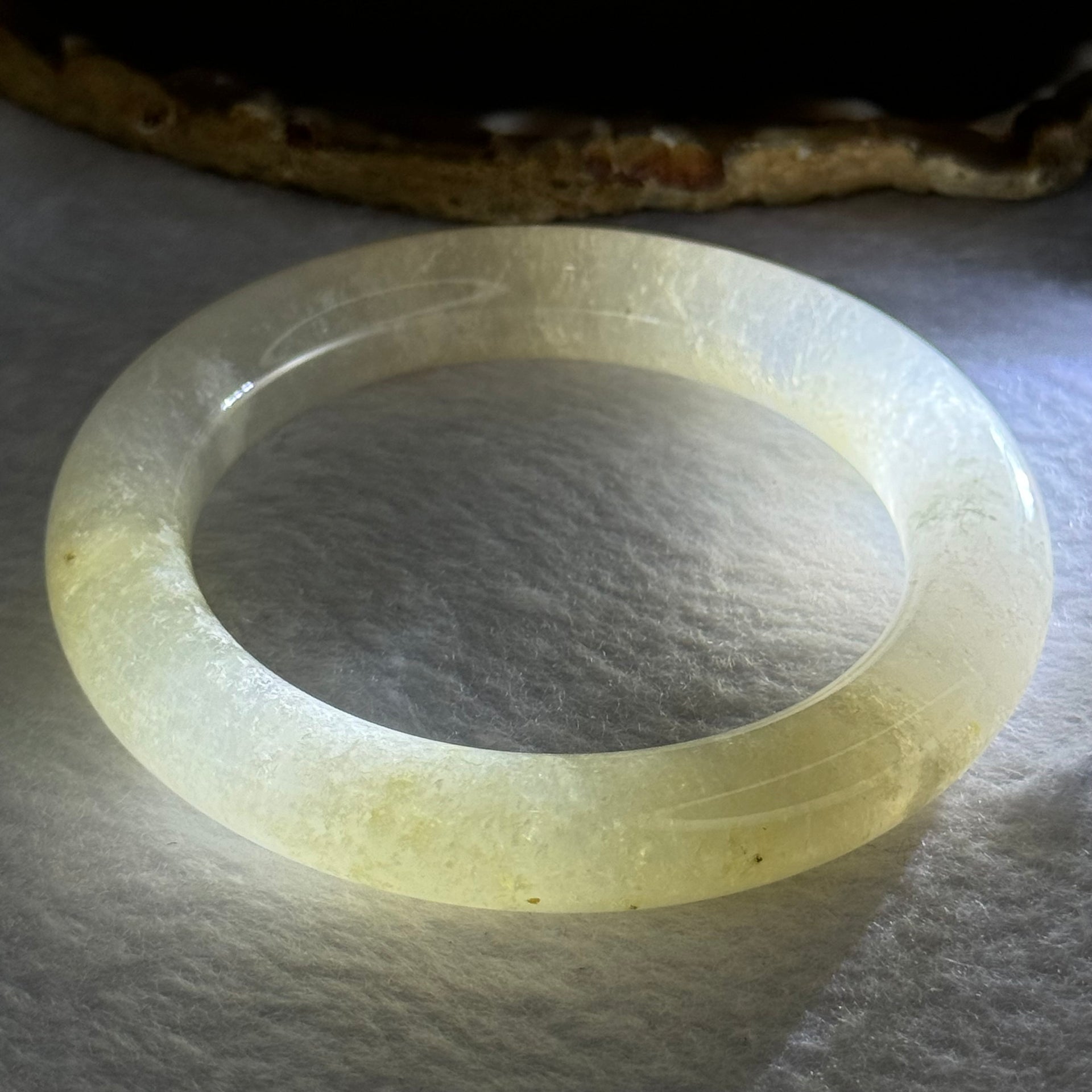 Transparent Yellow to White Quartzite Jade Bangle 天山玉手镯 Internal Diameter 56.9mm 60.55g 11.7 by 11.7mm - Huangs Jadeite and Jewelry Pte Ltd