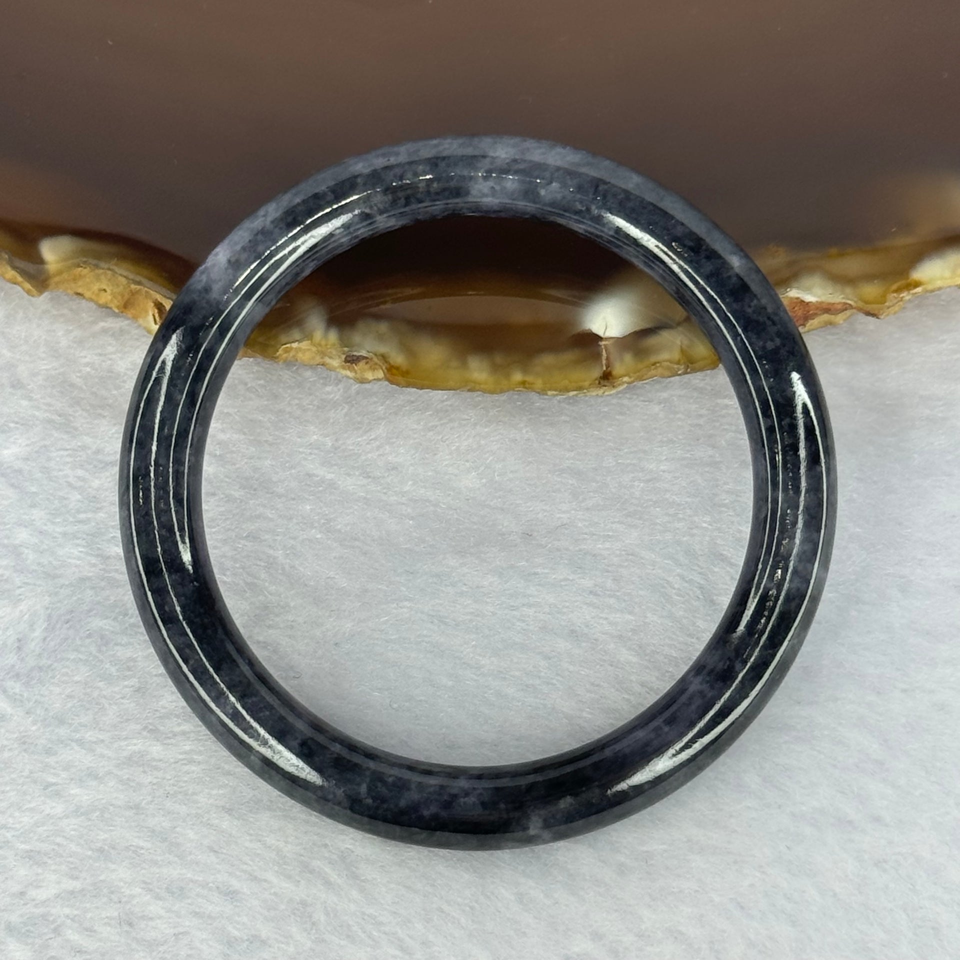 Type A Black Grey Wuji Jadeite Baby Bangle 14.39g Internal Diameter 40.3mm 5.9 by 6.2mm - Huangs Jadeite and Jewelry Pte Ltd