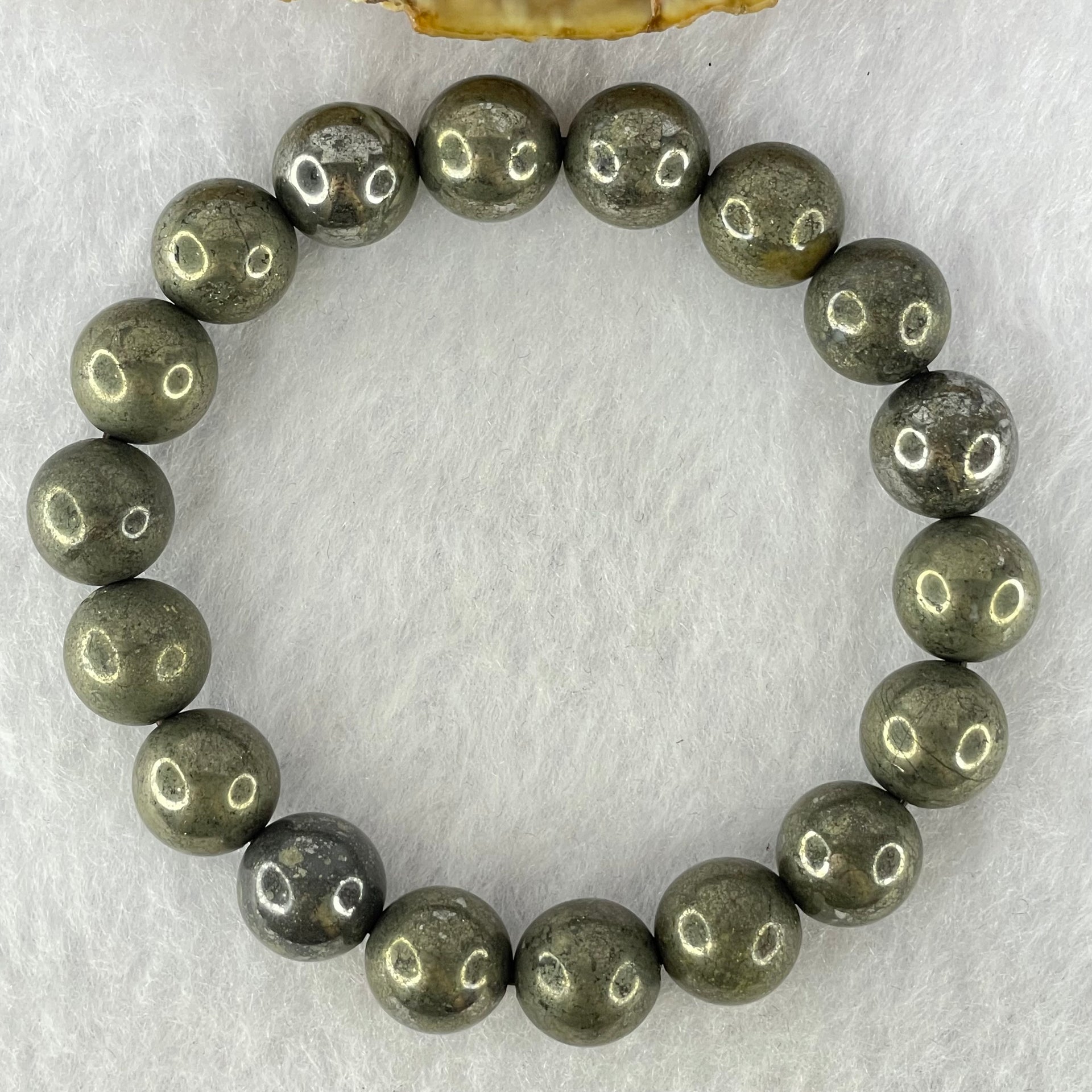 Natural Pyrite Beads Bracelet 天然黄铁矿手链 44.01g 15cm 10.3mm 18 Beads - Huangs Jadeite and Jewelry Pte Ltd