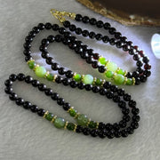 Natural Black Gold King Amber Beads with Crystals Necklace 天然黑金翁王琥珀项链 24.48g 76cm 8.0mm 6 Beads 5.9mm 154 Beads - Huangs Jadeite and Jewelry Pte Ltd
