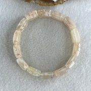 Natural Pinkish Flower Agate Shou Pai Bracelet 38.03g 16.5cm 14.2mm 14 Pcs - Huangs Jadeite and Jewelry Pte Ltd