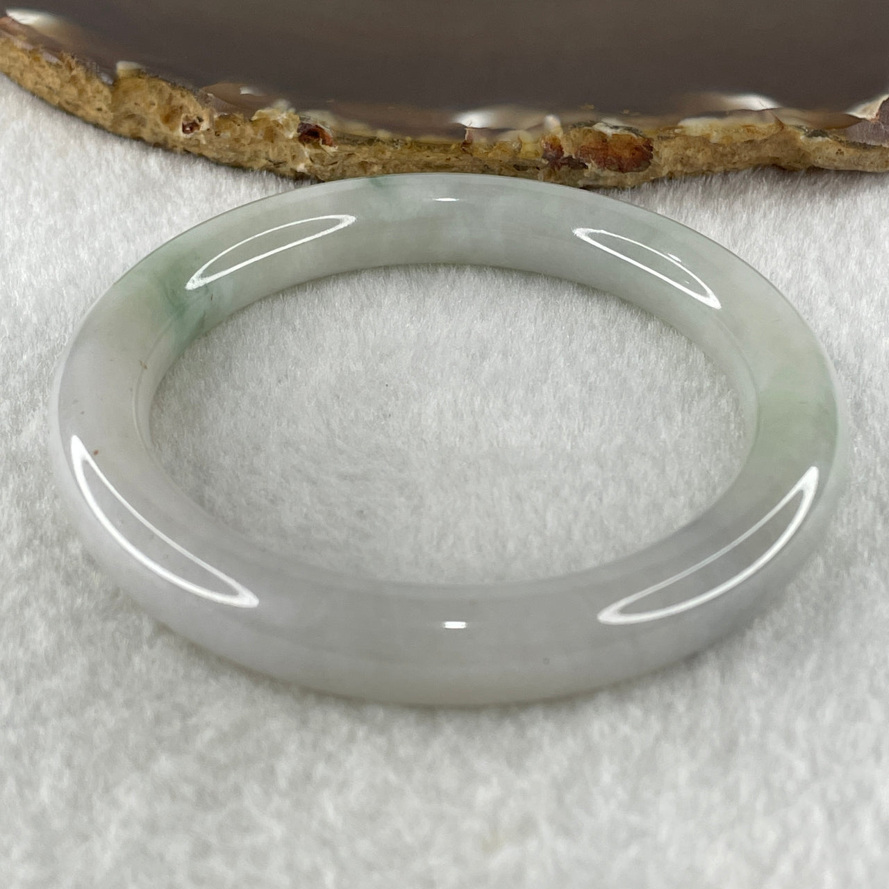 Type A Natural Light Green with Reddish Brown Patches Jadeite Bangle 51.19g Inner Diameter 56.5mm 10.0 by 9.7mm (Internal Lines) - Huangs Jadeite and Jewelry Pte Ltd
