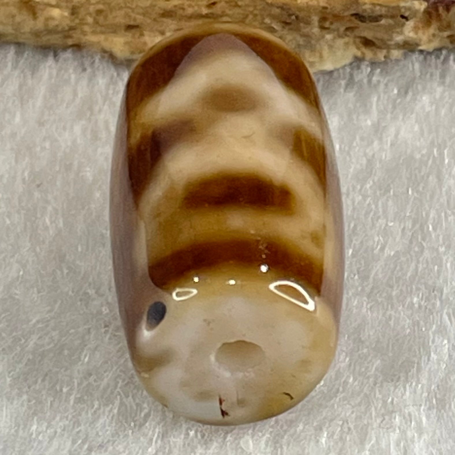 Natural Powerful Tibetan Old Oily Agate Double Cai Shen Dzi Bead Heavenly Master (Tian Zhu) 双财神长天珠 4.81g 20.3 by 11.8mm - Huangs Jadeite and Jewelry Pte Ltd