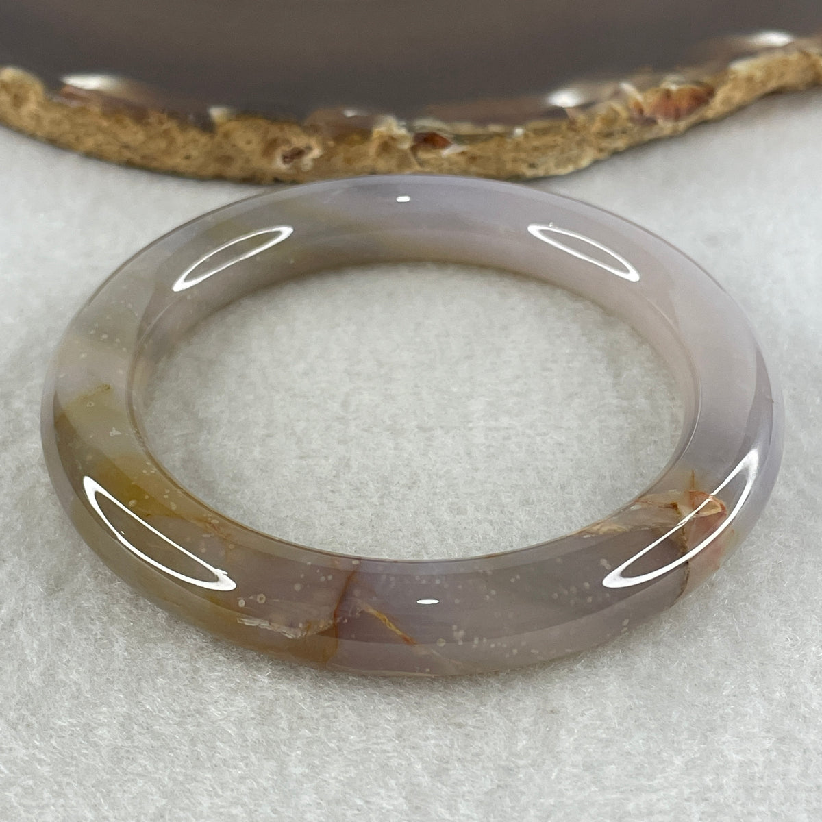 Natural Purple Flower Agate Full Round Bangle Set | (96.78g | 54.9mm ID | 12.2 x 10.0mm | Close to Perfect | Royal Blooming Grace & Spiritual Elevation Anchor, Feng Shui Blessing & Sovereign Fu Zhuo Stacking Bangle Set) - Huangs Jadeite and Jewelry Pte Ltd