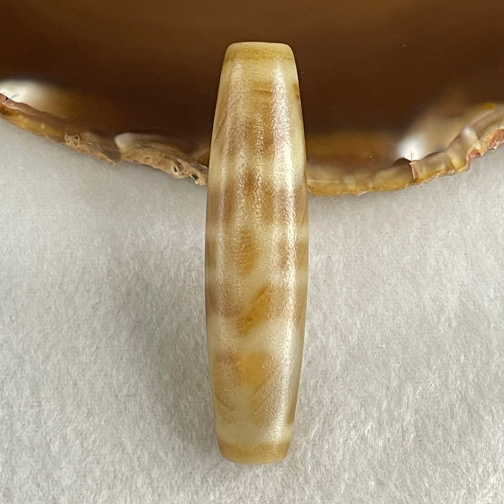 Natural Powerful Tibetan Old Oily Agate 2-Eye Vajra with 4 Hearts Dzi Bead Heavenly Master (Tian Zhu) 二眼天珠 18.73g 58.2 by 14.5mm - Huangs Jadeite and Jewelry Pte Ltd