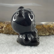 Black Obsidian Labubu Charm Display 14.28g 28.8 by 21.7 by 19.0mm - Huangs Jadeite and Jewelry Pte Ltd