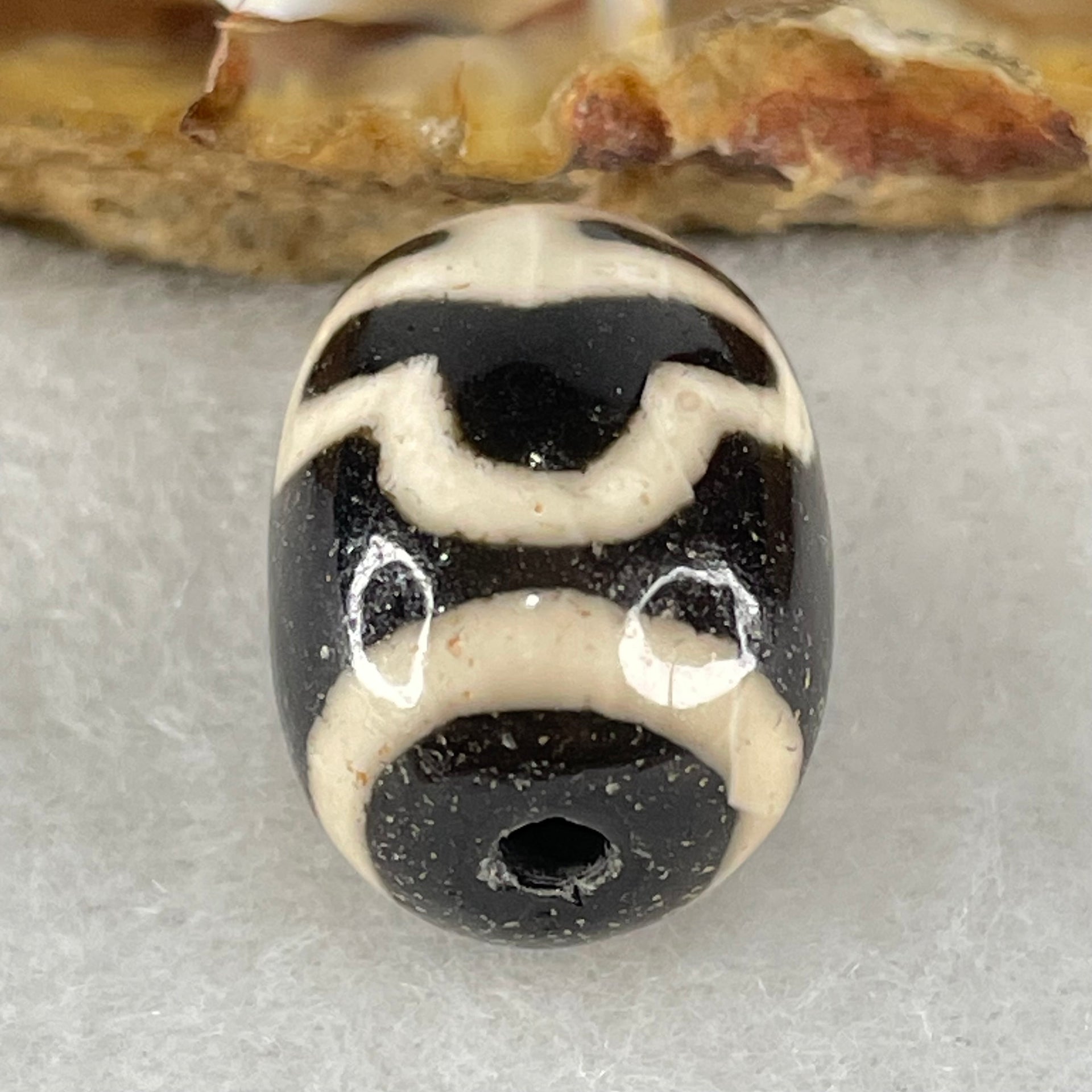 Natural Powerful Tibetan Old Oily Agate Double Bodhi Tree Dzi Bead Heavenly Master (Tian Zhu) 菩提树天珠 4.64g 17.5 by 13.2mm - Huangs Jadeite and Jewelry Pte Ltd