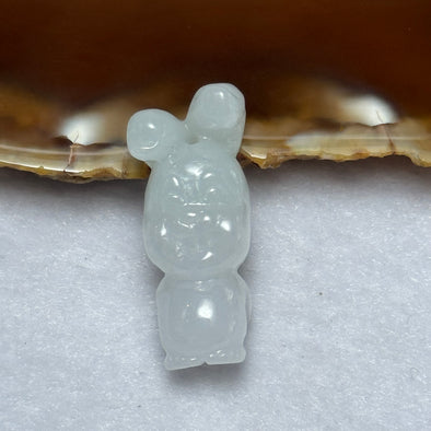 Type A Faint Lavender Green Jadeite Rabbit Pendant 8.33g 30.3 by 12.2 by 11.9mm