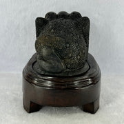 Rare Natural Tibetan Meteorite Tektite 3 Legged Toad with Wooden Stand Display 2,345.1g 170.0 by 118.0 by 125.0mm - Huangs Jadeite and Jewelry Pte Ltd