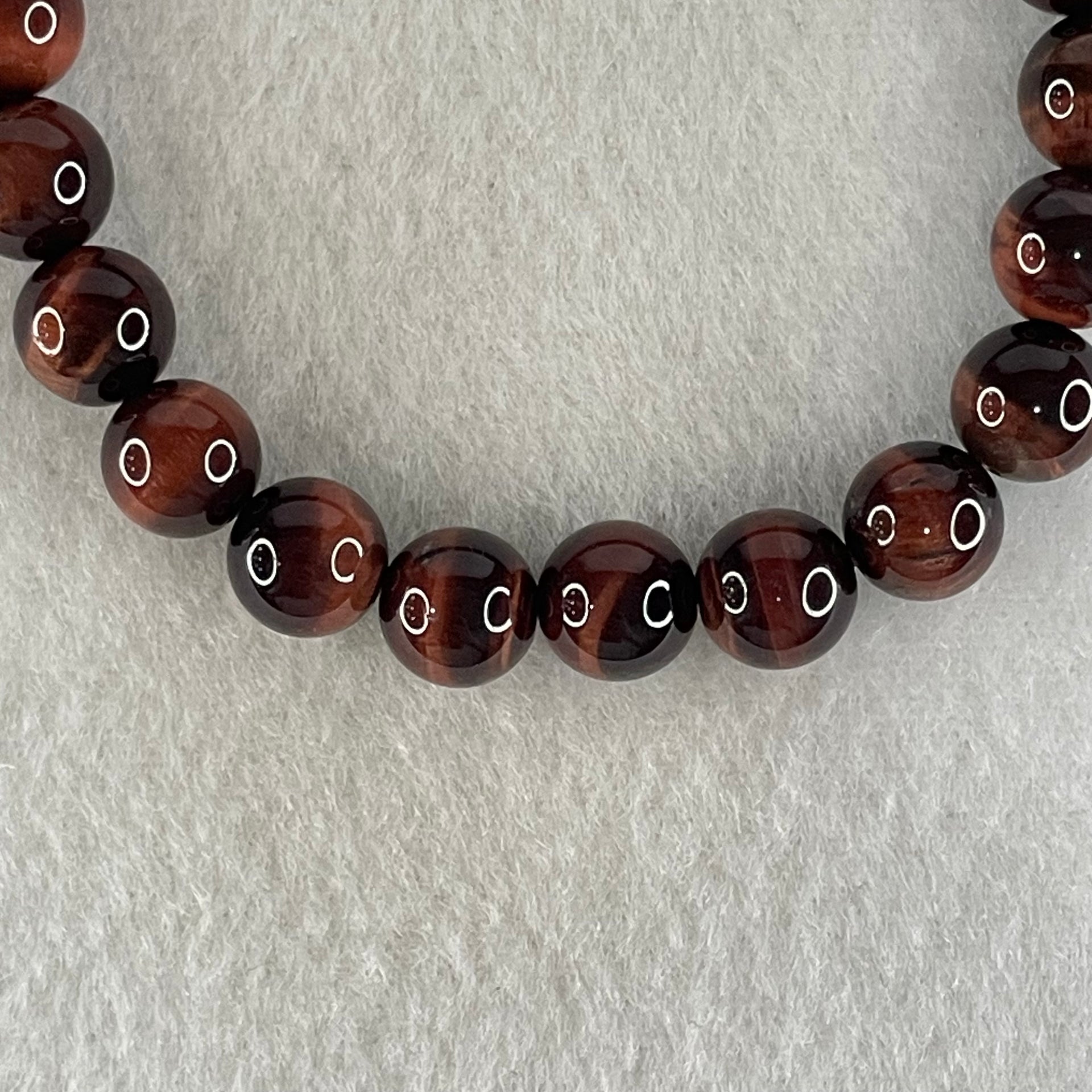 Natural Red Tiger's Eye Quartz Beads Bracelet 17.97g 15.5cm 8.2mm 23 Beads - Huangs Jadeite and Jewelry Pte Ltd