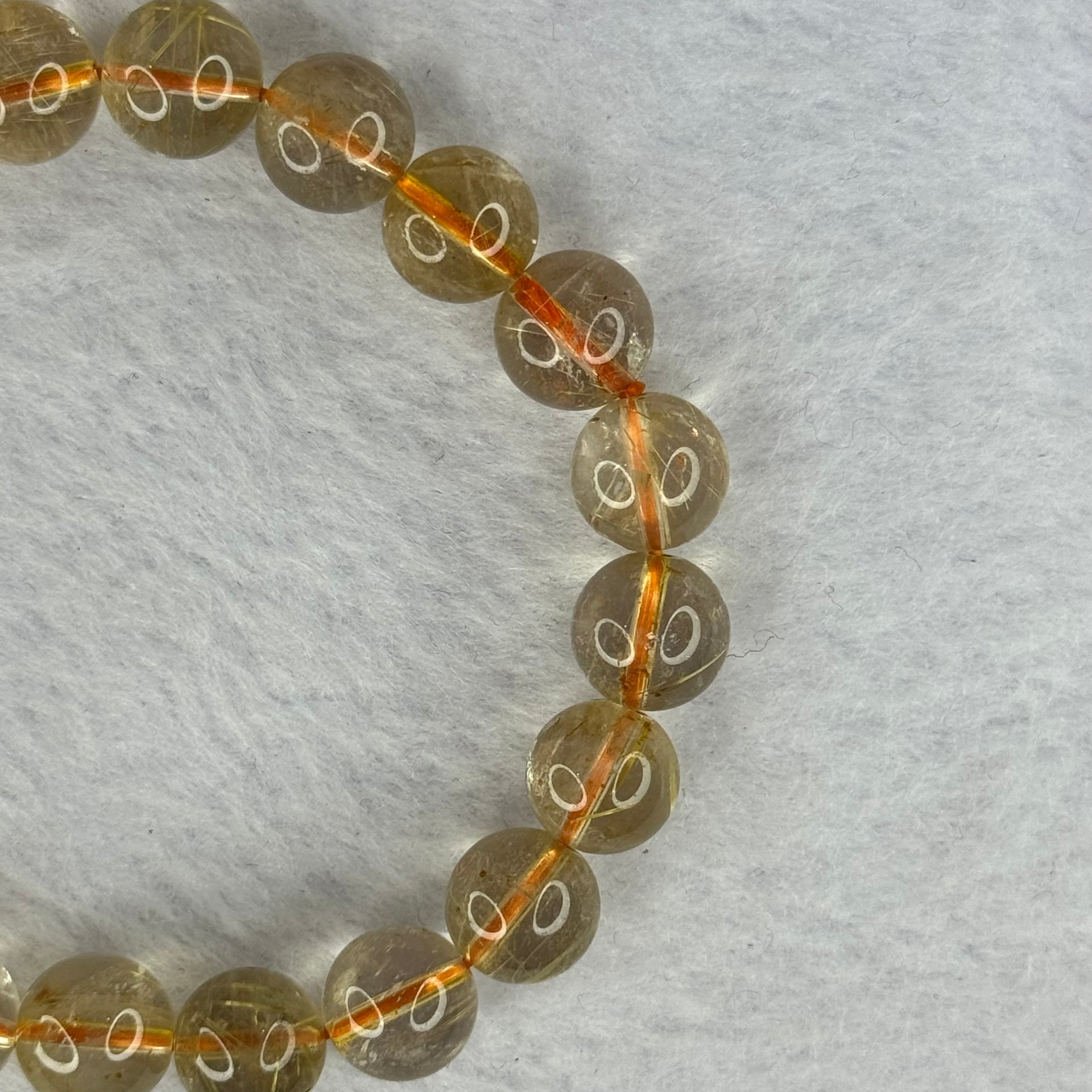 Natural Golden Rutilated Quartz Beads 天然金发水晶手链 25.27g 16.5cm 9.9mm 20 Beads - Huangs Jadeite and Jewelry Pte Ltd