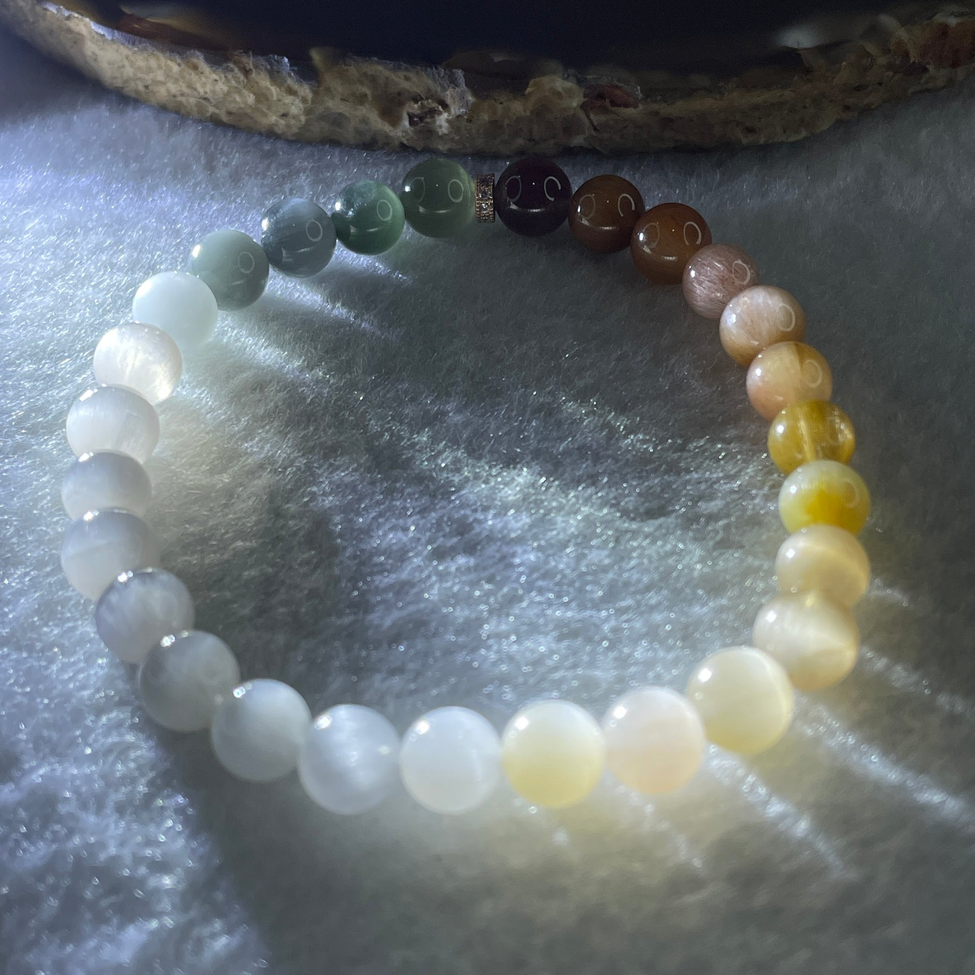 Good Grade Natural Muti Color Rabbit Hair Rutilated Quartz Beads Bracelet 11.15g 15.5cm 6.9mm 27 Beads - Huangs Jadeite and Jewelry Pte Ltd