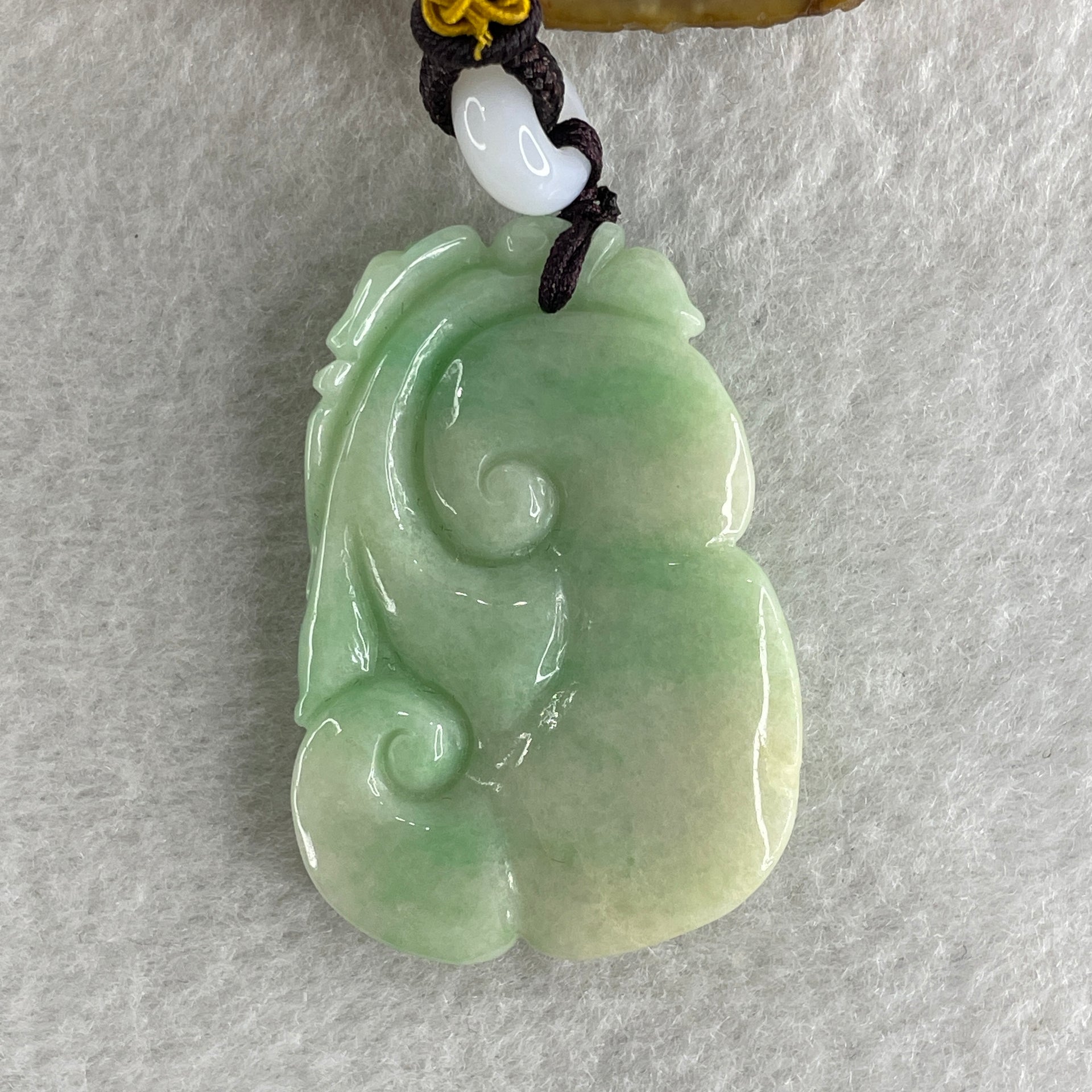 Natural Type A Green with Apple Green Piao Hua Jadeite Ruyi Pendant 20.67g 43.4 by 29.7 by 7.0mm - Huangs Jadeite and Jewelry Pte Ltd