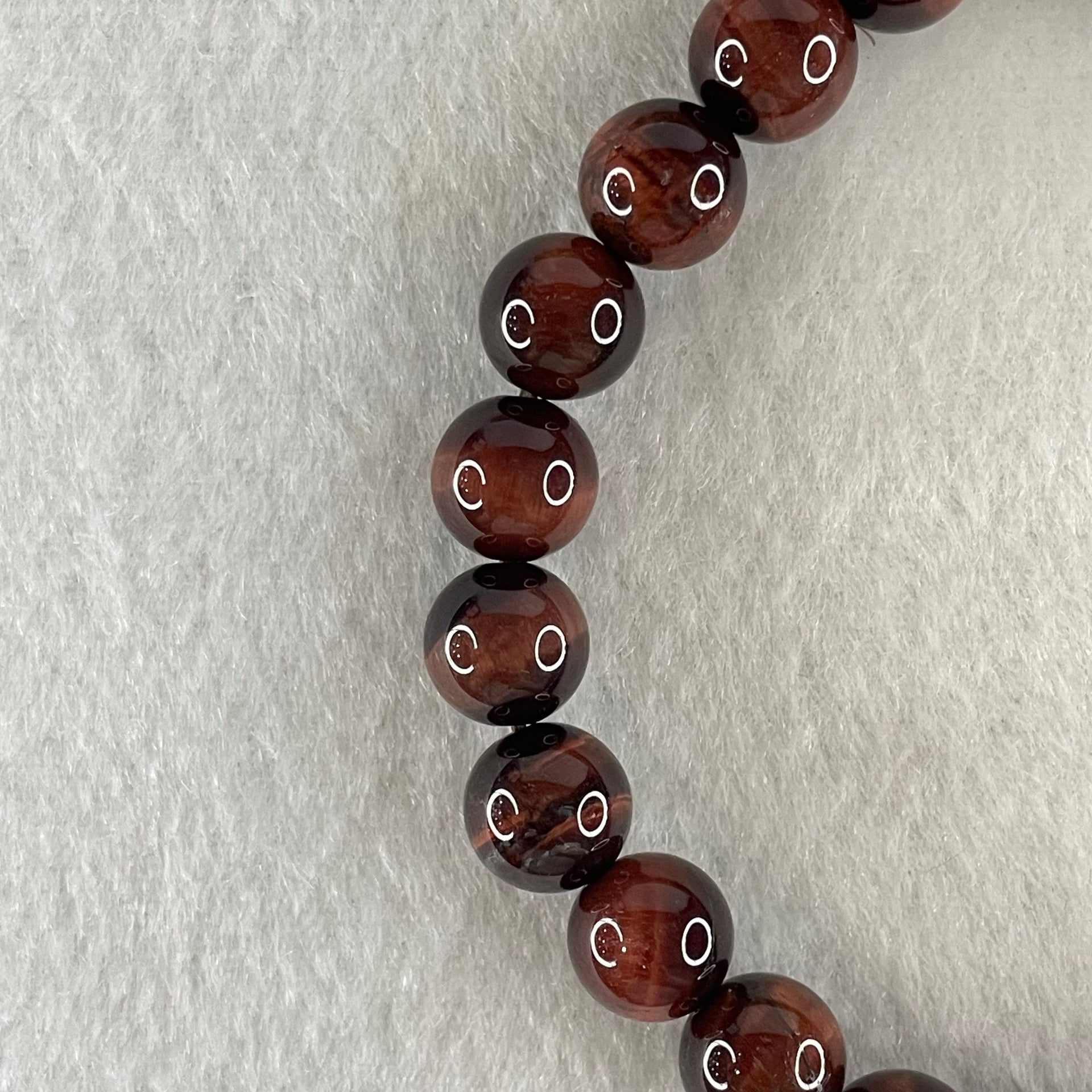 Natural Red Tiger's Eye Quartz Beads Bracelet 19.32g 16cm 8.6mm 23 Beads - Huangs Jadeite and Jewelry Pte Ltd