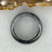 Type A Semi Icy Wuji Grey Black with Lavender Jadeite Thick Ring 5.10g 9.2 by 3.6mm US7.7 HK 17 (Slight Internal Lines) - Huangs Jadeite and Jewelry Pte Ltd
