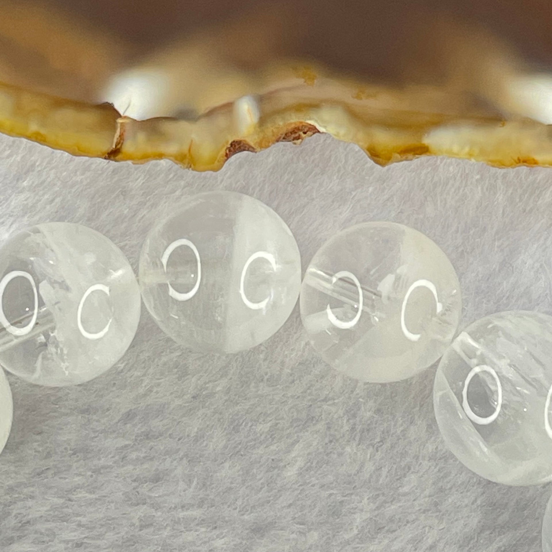 Natural White Phantom Quartz Beads Bracelet 52.08g 18.5cm 13.9mm 16 Beads - Huangs Jadeite and Jewelry Pte Ltd