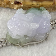 Type A Lavender and Blueish Green Jadeite Male Pixiu in S925 Sliver with Crystals Bracelet 14.06g 22.2 by 15.5 by 13.0mm - Huangs Jadeite and Jewelry Pte Ltd