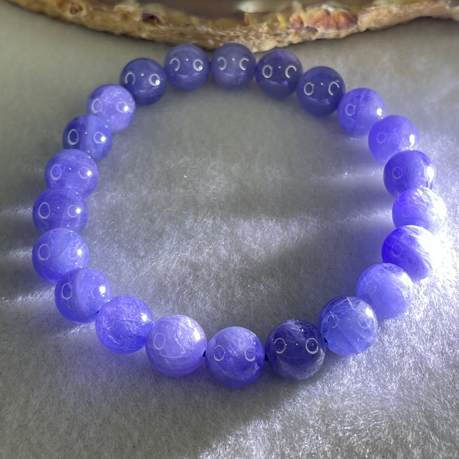 Above Average Grade Natural Blue Tanzanite Beads Bracelet 24.80g 16cm 8.8mm 22 Beads - Huangs Jadeite and Jewelry Pte Ltd