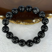 Natural Black Rutilated Quartz Beads Bracelet 天然黑发水晶手链 45.82g 17.5cm 12.8mm 16 Beads - Huangs Jadeite and Jewelry Pte Ltd
