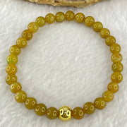 Type A Brownish Yellow Jadeite Beads Bracelet 15.55g 17.5cm 7.0mm 30 Beads (Burned) - Huangs Jadeite and Jewelry Pte Ltd