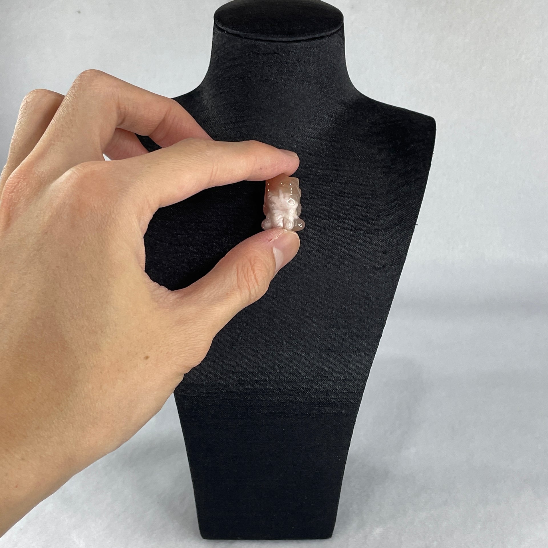 Natural Pink Flower Agate Unicorn Charm 5.69g 21.0 by 15.7 by 14.6mm - Huangs Jadeite and Jewelry Pte Ltd