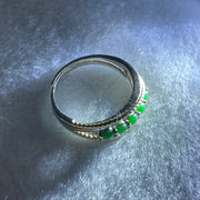 Type A Green Cabochon Jadeite in S925 Sliver Ring (Adjustable Size) 2.82g 2.7 by 1.5mm 5pcs - Huangs Jadeite and Jewelry Pte Ltd