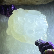 Type A Jelly Faint Lavender with Yellowish Jadeite Male Pixiu String Bracelet 6.65g 17.4 by 14.6 by 10.2mm - Huangs Jadeite and Jewelry Pte Ltd