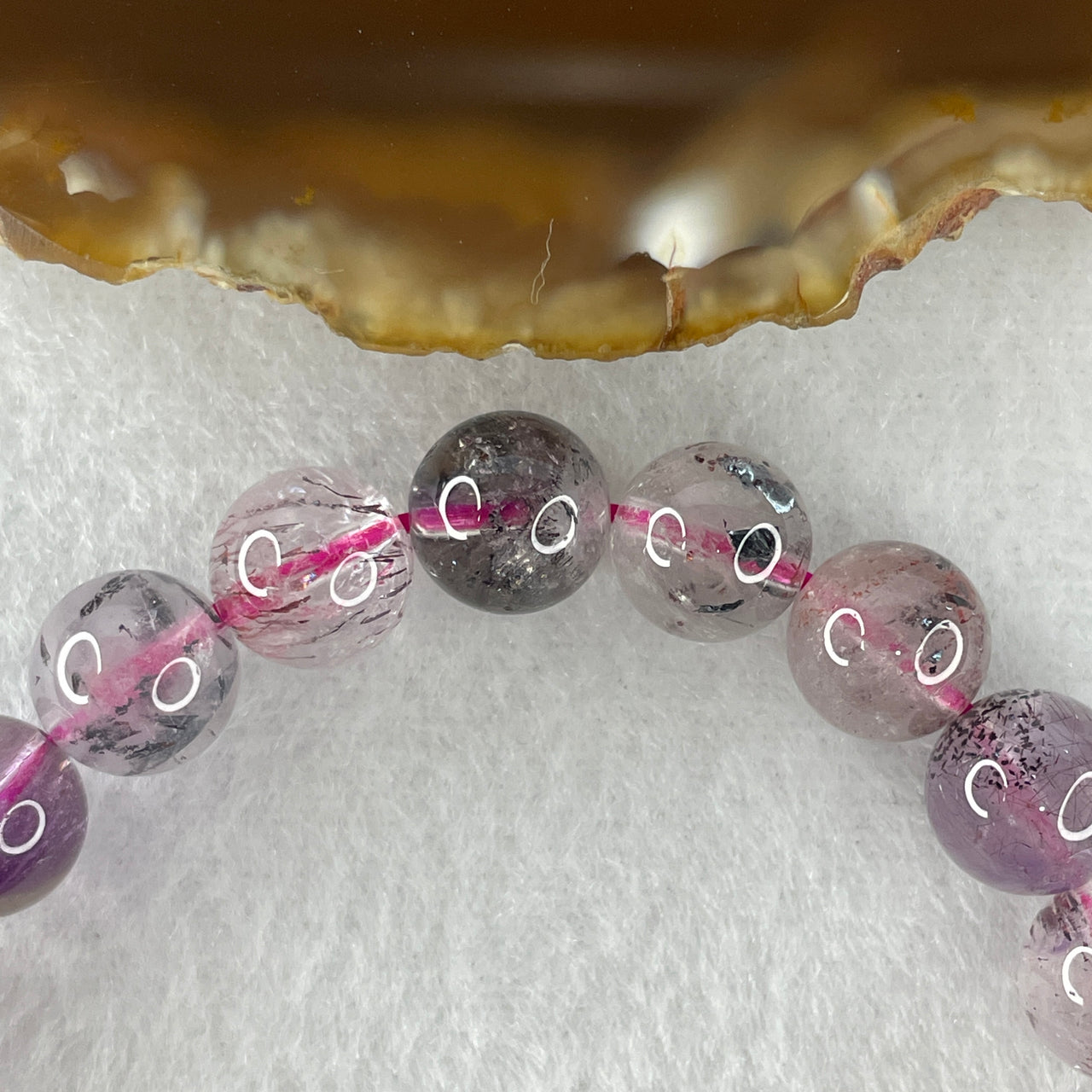 Certified Above-Average Grade Natural Super 7 Crystal Beads Bracelet | Bold High-Mass Trophy Strand | Authentic Sacred Seven Multi-Mineral Inclusions Quartz Spiritual Catalyst & Auric Shield Bracelet (25.37g | 16.5cm Length | 9.6mm | 21 Beads)