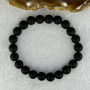 Natural Dark Matt Black Amber Beads Bracelet 天然大黑天翁琥珀手链 6.95g 15cm 8.4mm 22 Beads - Huangs Jadeite and Jewelry Pte Ltd