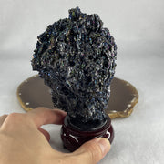 Natural-Black-Moissanite-Rough-Display-with-Wooden-Stand-367.75g-79.0-by-77.0-by-145.8mm