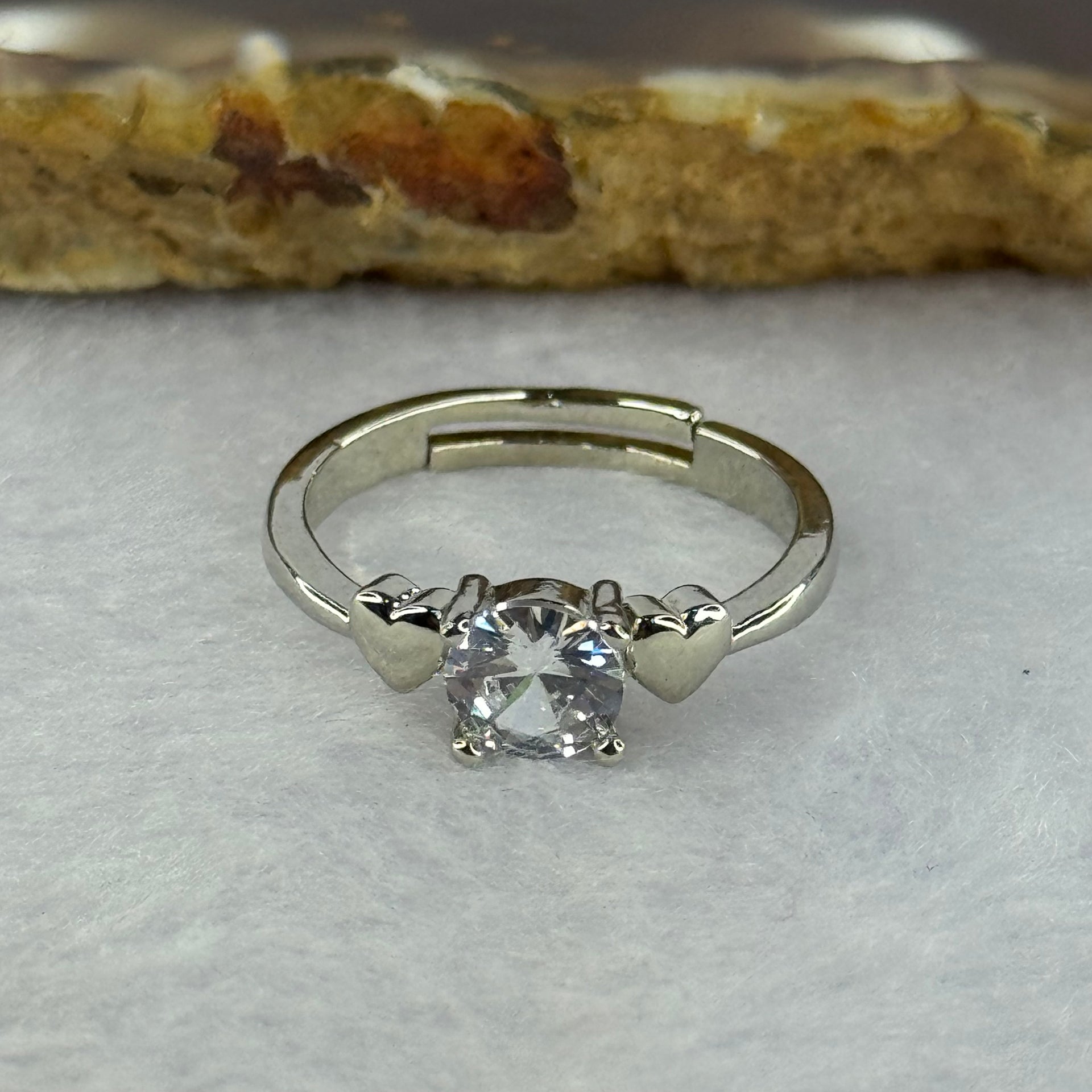 Cubic Zirconia in Sliver Ring (Adjustable Size) 1.99g 5.6 by 3.5mm - Huangs Jadeite and Jewelry Pte Ltd