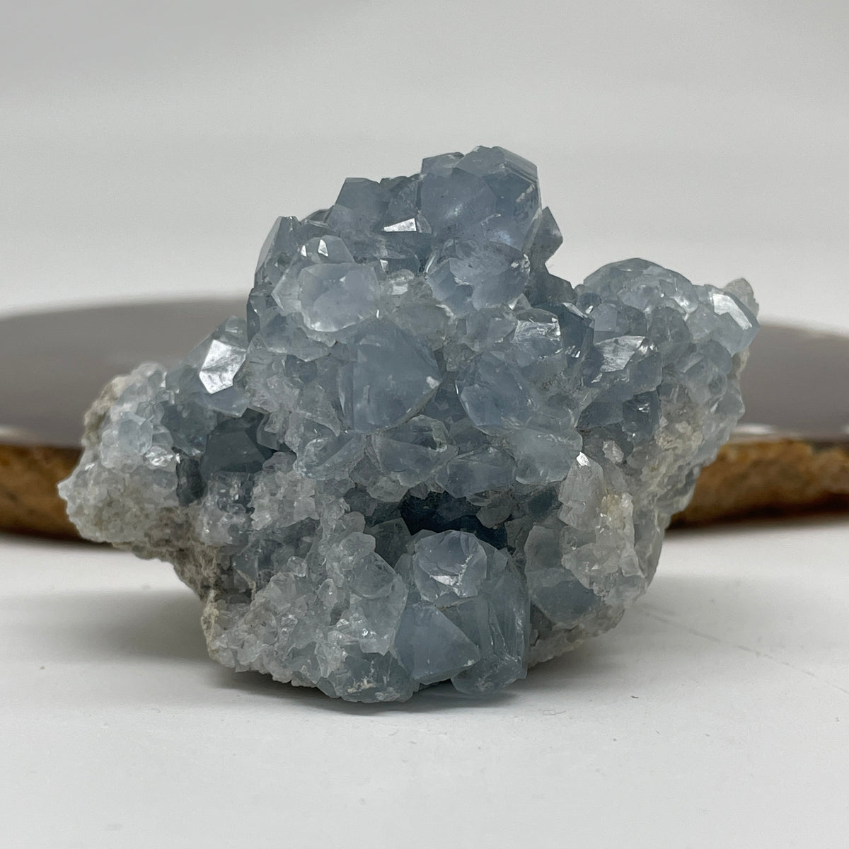 Natural Celestine Rough Display | Sky-Blue Prismatic Crystal Geode Cluster (167.40g | 66.8 x 44.9 x 47.0mm | "Stone of Heavenly Peace & Intuitive Wisdom" Tranquility Geode Anchor, Feng Shui Sanctuary Space Purifier)