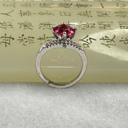 Red Cubic Zirornia in Sliver Ring (Adjustable Size) 2.84g 7.7 by 3.8mm - Huangs Jadeite and Jewelry Pte Ltd