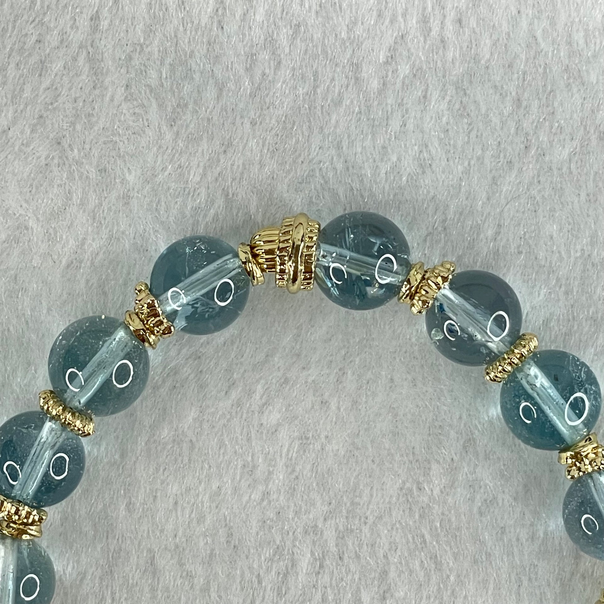 Good Grade Natural Blue Topaz Beads Bracelet 26.61g 16cm 8.8mm 16 Beads - Huangs Jadeite and Jewelry Pte Ltd
