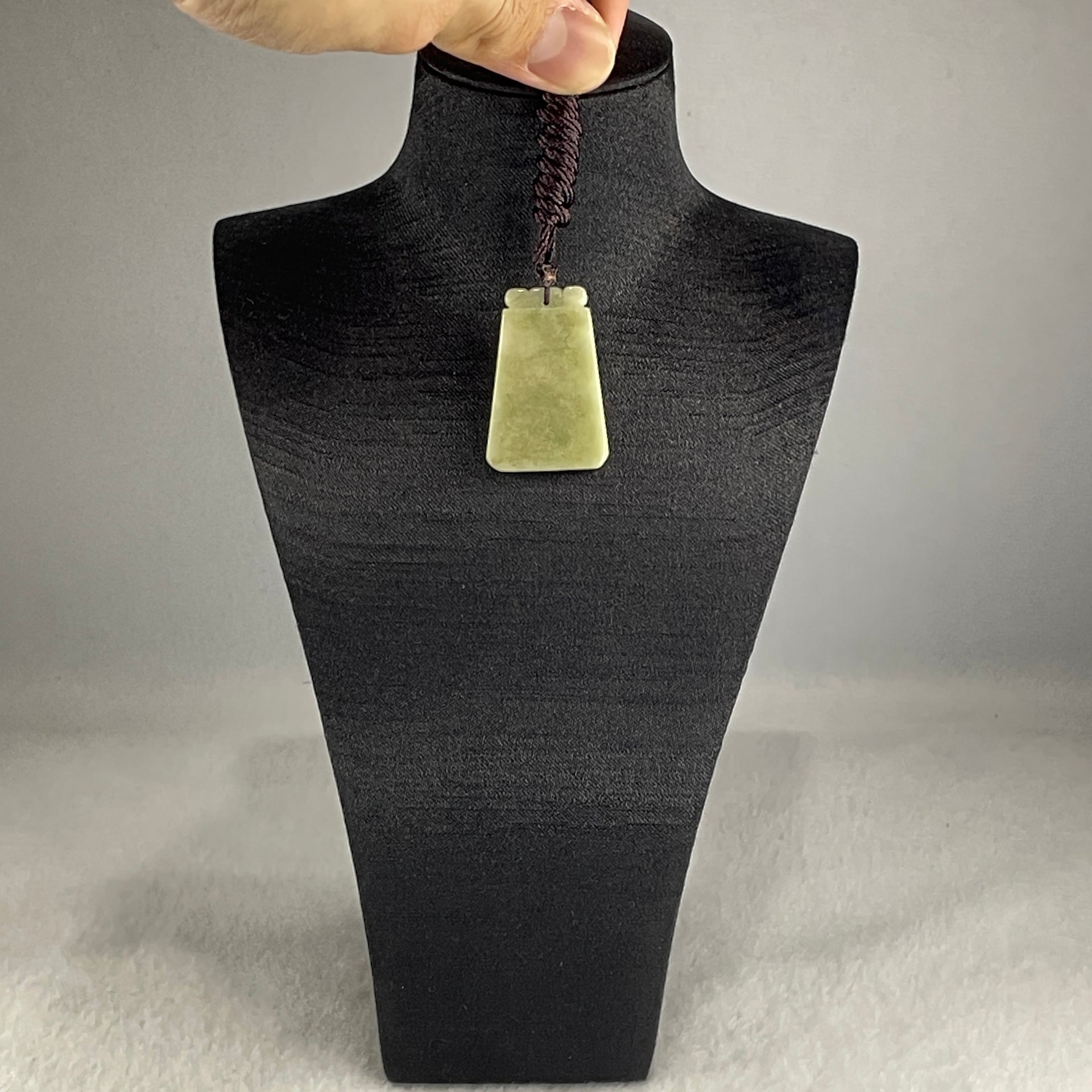 Natural Type A Green Jadeite Wu Shi Pai Pendant 7.58g 34.2 by 22.9 by 3.3mm - Huangs Jadeite and Jewelry Pte Ltd