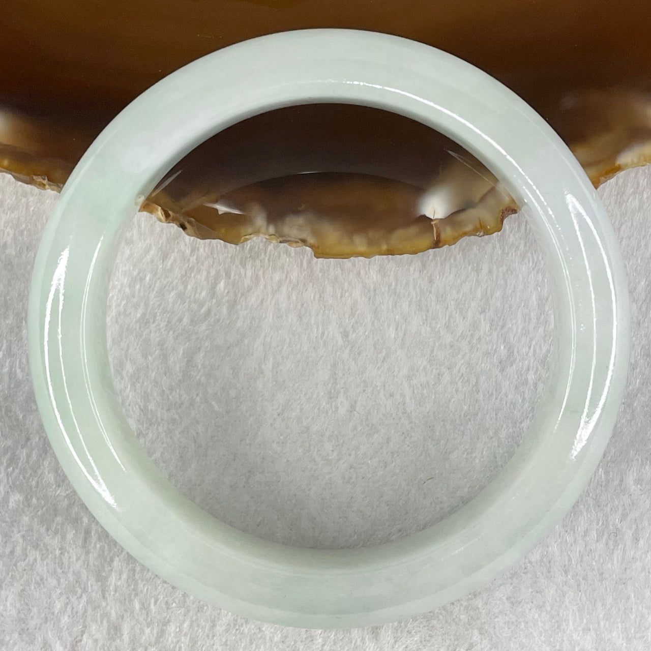 Type A Light Green Faint Lavender Jadeite Bangle 64.46g Internal Diameter 55.5mm 14.3 by 8.6mm (Fine Internal Lines) - Huangs Jadeite and Jewelry Pte Ltd