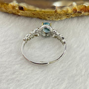 Blue Cubic Zirconia with Crystals in S925 Sliver Ring (Adjustable Size) 1.81g 6.5 by 5.0 by 3.5mm - Huangs Jadeite and Jewelry Pte Ltd