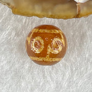 Natural Powerful Tibetan Old Oily Agate 3 Eyed Dharma Vajra Dzi Bead Heavenly Master (Tian Zhu) 三眼金刚杵天珠 1.46g 10.1 by 10.4mm - Huangs Jadeite and Jewelry Pte Ltd