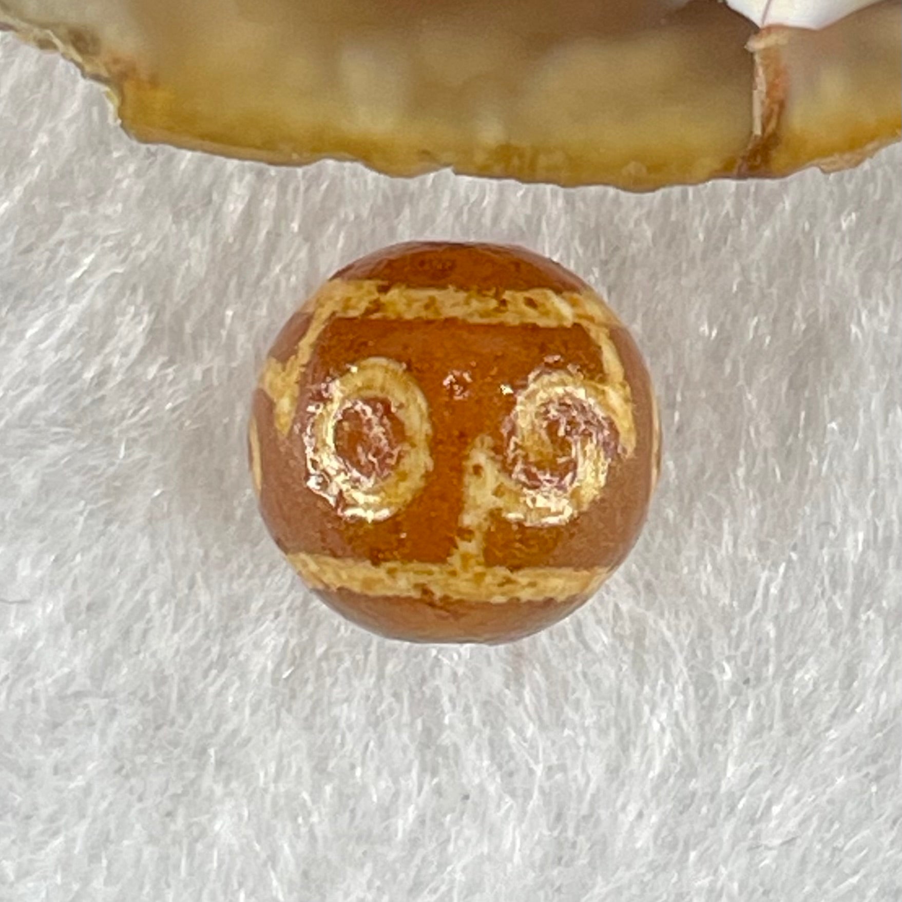 Natural Powerful Tibetan Old Oily Agate 3 Eyed Dharma Vajra Dzi Bead Heavenly Master (Tian Zhu) 三眼金刚杵天珠 1.46g 10.1 by 10.4mm - Huangs Jadeite and Jewelry Pte Ltd